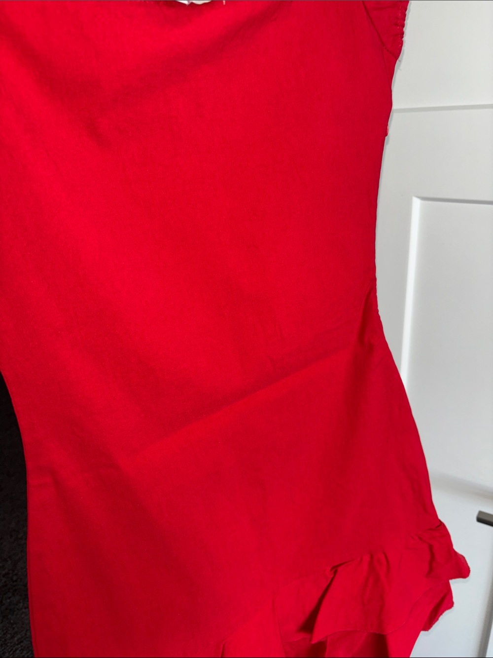 Zara Red Square-Neck Ruffle-Hem Dress - Picture 6 of 6